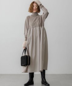 23区 L 【洗える】ギャザーコンビ ニットワンピース