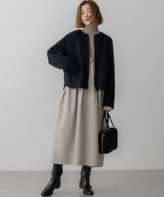 23区 L 【洗える】ギャザーコンビ ニットワンピース