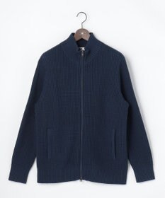 JOSEPH ABBOUD 【キングサイズ・3シーズン活躍する綿ブレンド】コットンアクリルバルキー ジップニット ブルゾン