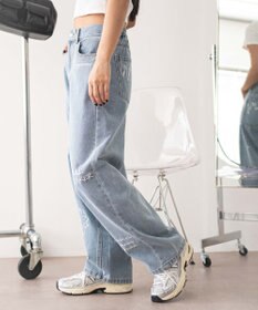 WEGO 刺繍ロゴバレルレッグパンツ