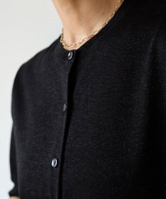 UNFILO L 【洗える】ラメハーフスリーブカーディガン