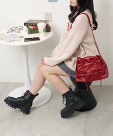 WEGO ギャザーリボンフラップバッグ