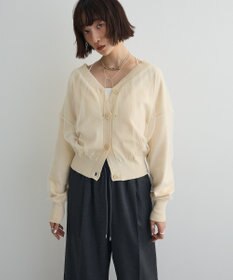 Green Parks チュールドッキングＶネックニットカーディガン