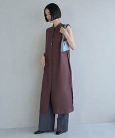 UNFILO シアーサテン ロングシャツワンピース