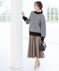 Tiaclasse 【洗える】ジャガード柄プルオーバーニットトップス