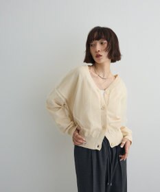 Green Parks チュールドッキングＶネックニットカーディガン