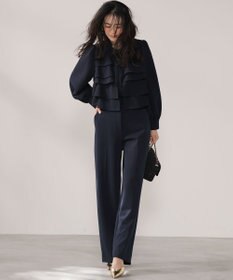 組曲 【KUMIKYOKU NAVY】コンフォータブルドレープ フリルブラウス