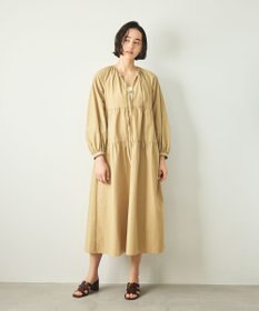 #Newans 【撥水加工/洗濯機可能】〈全身をさりげなくカバー〉リラクシーティアードワンピース