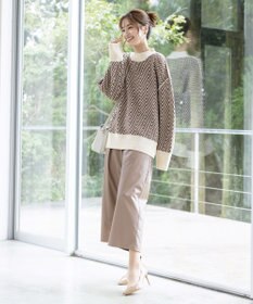 Tiaclasse 【洗える】ジャガード柄プルオーバーニットトップス