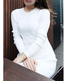 Green Parks タイトシルエットリブニットワンピース