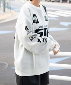 WEGO スポーツグラフィックジャガードニット