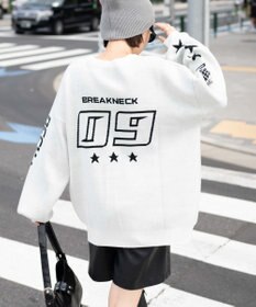 WEGO スポーツグラフィックジャガードニット