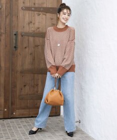 Tiaclasse 【洗える】ジャガード柄プルオーバーニットトップス