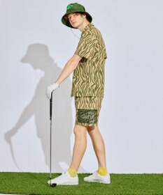 PW CIRCULUS 【MEN】ストライプカモフラ メッシュポケットシャツ ゴルフ