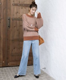 Tiaclasse 【洗える】ジャガード柄プルオーバーニットトップス