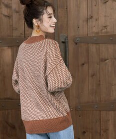 Tiaclasse 【洗える】ジャガード柄プルオーバーニットトップス