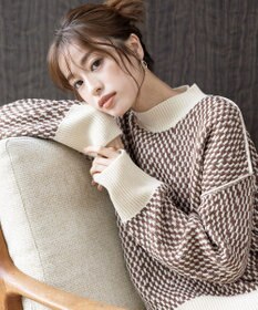 Tiaclasse 【洗える】ジャガード柄プルオーバーニットトップス