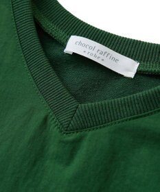 Green Parks ７分袖裏毛ドッキングロゴワンピース