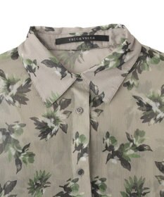 YECCA VECCA フラワー柄シアーロングシャツ