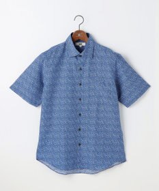 JOSEPH ABBOUD 【キングサイズ・清涼・リネンブレンド】コットンリネン ボイルフラワープリント 半袖シャツ