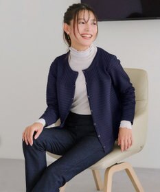 Tiaclasse 【洗える】ボーダー編みニットカーディガン