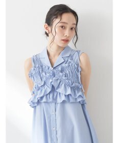 earth music&ecology ＳＥＴ２点シャーリングビスチェ×シャツワンピース