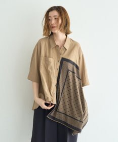 YECCA VECCA スカーフデザインアシメハーフスリーブシャツ