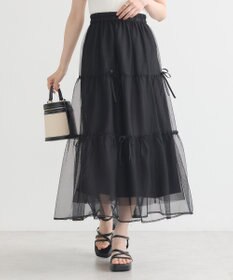 earth music&ecology リボンチュールティアードスカート