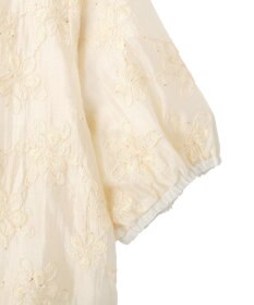 YECCA VECCA フリルVネック刺繍シアーシャツ