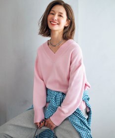 UNFILO 【野呂佳代さん着用】カシミヤブレンド Vネックニット ピンク