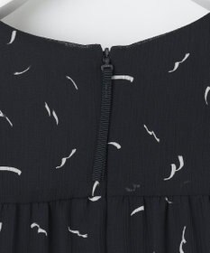 自由区 L 【洗える】ドローイングタッチプリント ワンピース