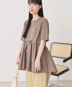 AMERICAN HOLIC 布帛切替ペプラム半袖プルオーバー