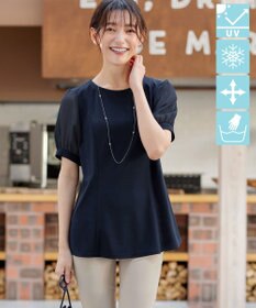 Tiaclasse 【洗える・接触冷感・紫外線ケア・サラごこち】ソフトペプラムカットソー