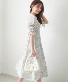 Feroux 【洗える】ショルダーオープンドット ワンピース