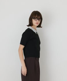 GRACE CONTINENTAL レースカラーラメニットトップ