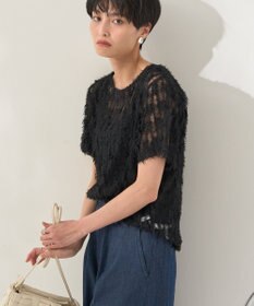 AMERICAN HOLIC チュールフリンジシアーＴシャツ