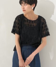 AMERICAN HOLIC チュールフリンジシアーＴシャツ
