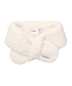 MOONBAT FURLA ファーティペット 差し込み ロゴプレート付 フェイクファーマフラー