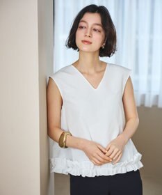 #Newans 【金子綾さんインスタライブご紹介アイテム】〈小柄さんにお勧め〉フリルヘムジレブラウス