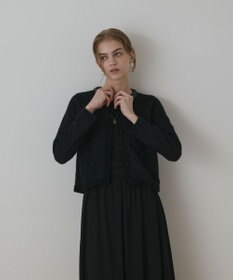 GRACE CONTINENTAL ラメフェザ－ニットカーディガン