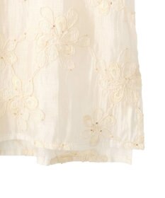 YECCA VECCA フリルVネック刺繍シアーシャツ