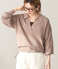 AMERICAN HOLIC バイパチ片畦衿付きニットプルオーバー