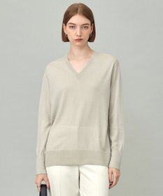 ICB L 【洗える】コンパクトファインウール Vネックニット トープ系