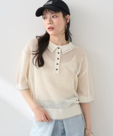 earth music&ecology メッシュポロニットプルオーバー