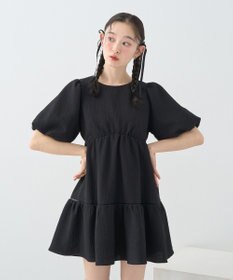 earth music&ecology バックリボンパフスリーブミニワンピース