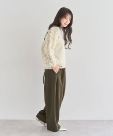 Green Parks ・ｆｕｒｒｙ　ｒａｔｅ　ラメフェザー袖フリンジニット