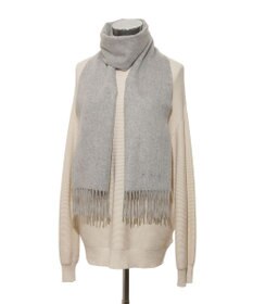 MOONBAT FURLA(フルラ）カシミヤ100％ 無地 マフラー ロゴ刺繍 手洗いOK