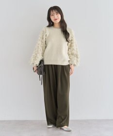 Green Parks ・ｆｕｒｒｙ　ｒａｔｅ　ラメフェザー袖フリンジニット