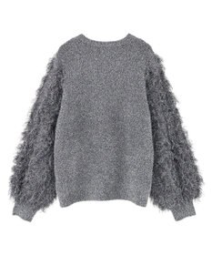 Green Parks ・ｆｕｒｒｙ　ｒａｔｅ　ラメフェザー袖フリンジニット