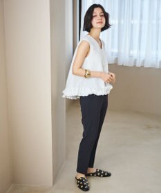 #Newans 【金子綾さんインスタライブご紹介アイテム】〈小柄さんにお勧め〉フリルヘムジレブラウス